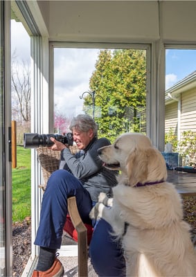 Otterbein Granville resident taking photos with her dog