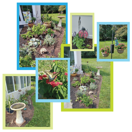 A collage of photos from Kathie H.’s garden
