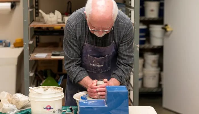 Otterbein Granville resident in the ceramics studio