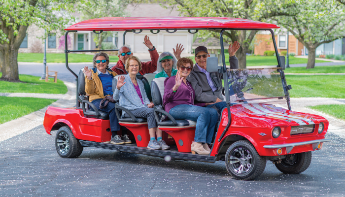 Otterbein Residents on a golfcart