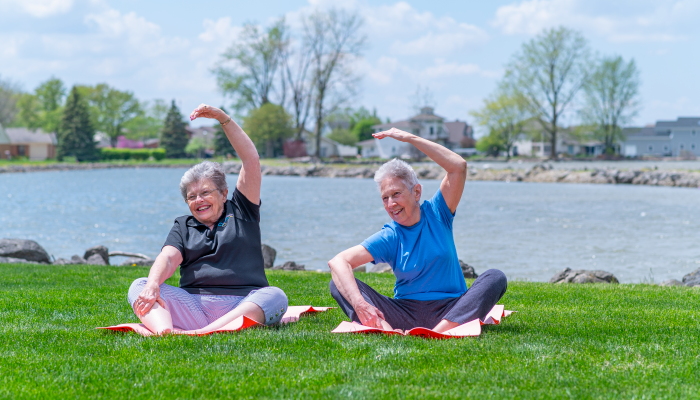 Otterbein St. Marys residents practice yoga on the shores of Grand Lake St. Marys
