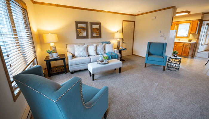 Living room from an independent living home at Otterbein Cridersville