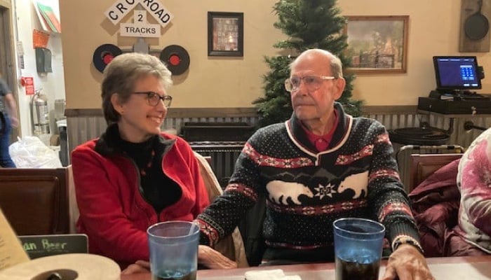 Otterbein Cridersville independent living residents, Julie and Paul T., at a restaurant.
