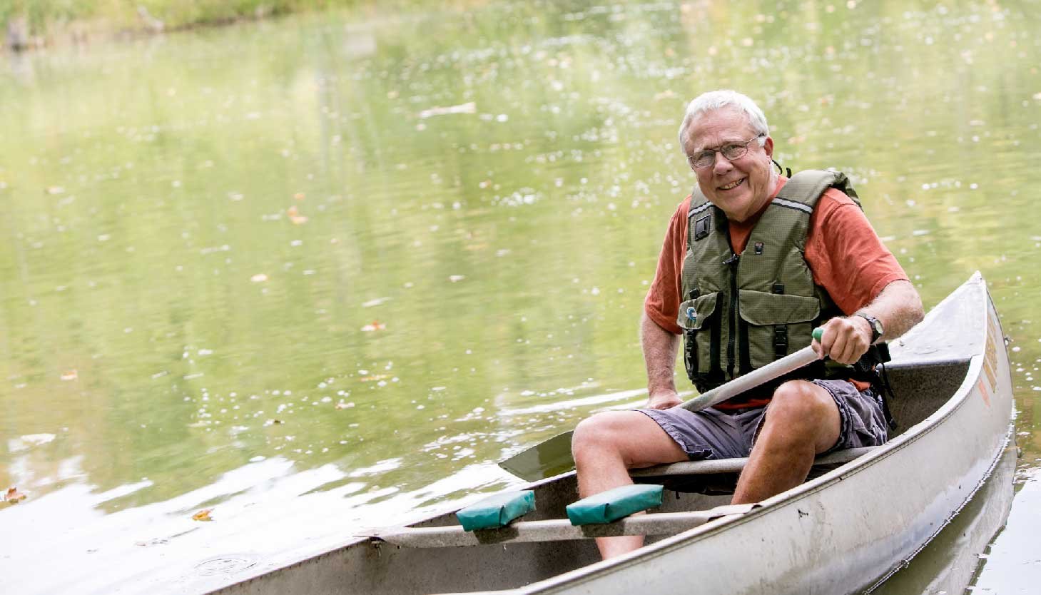Otterbein Granville resident taking a canoe ride 